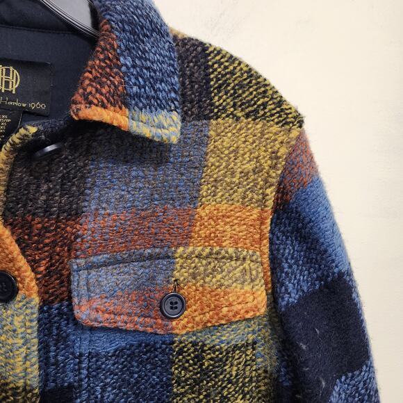 House of Harlow 1960 wool blend plaid cropped button front shacket woman's sz XS - Picture 4 of 8